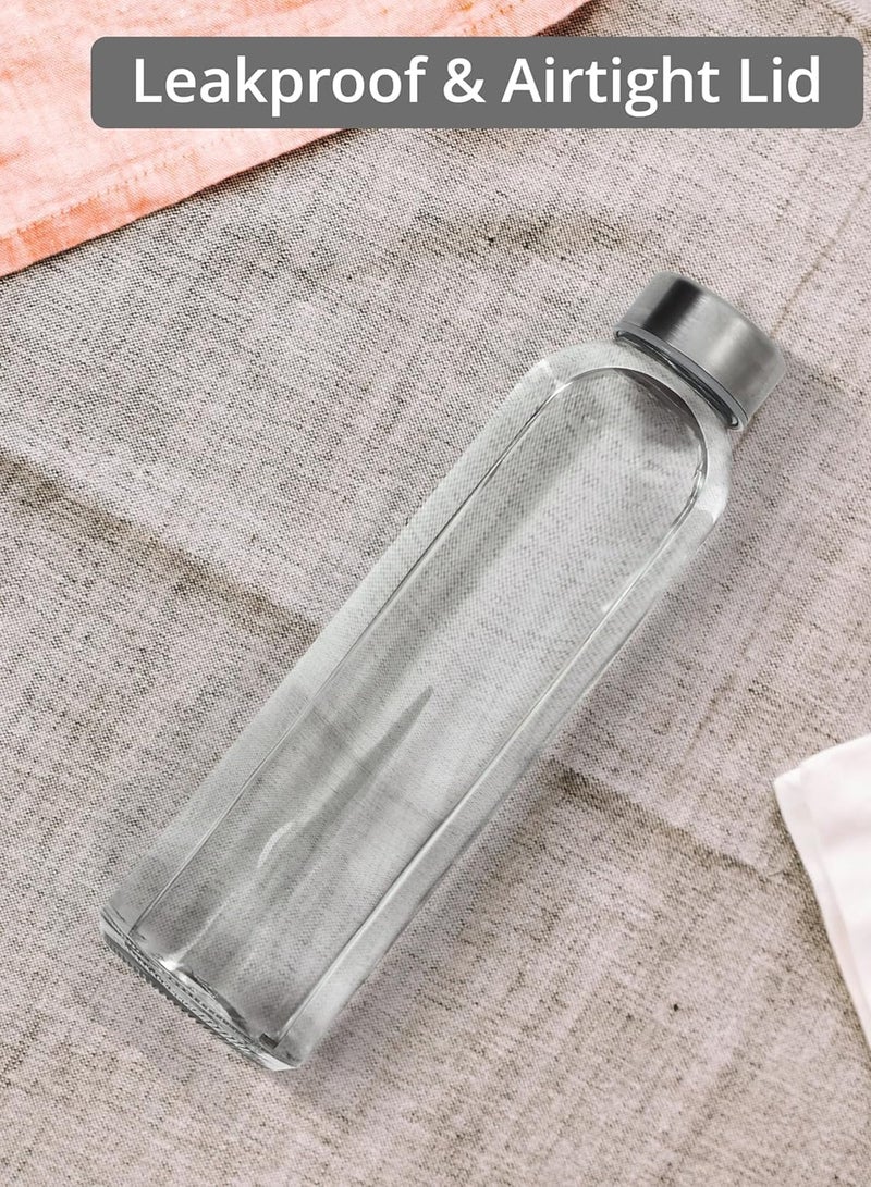 Luxoraq Glass Juice Bottles 500ml with Stainless Steel Lids – Reusable Borosilicate Water Bottles for Fresh Juice, Smoothies, Milk, Kombucha, Infused Water – BPA-Free Empty Bottles for Travel (Pack of 3) - Image 3