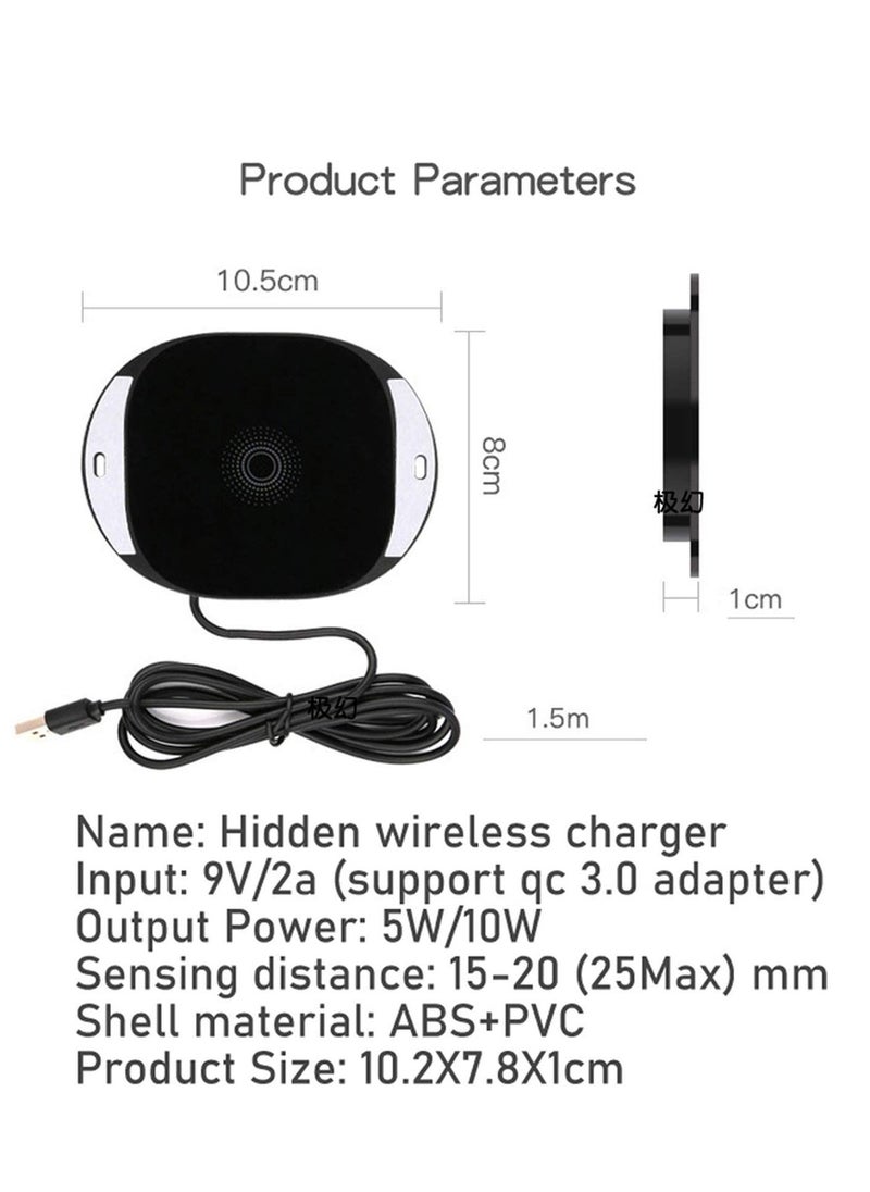 Generic Invisible Wireless Charger, Under Desk 10W Furniture Charging Board, 20Mm Long -Distance Mobile Phone Suitable for iPhone, Galaxy and QI  - Image 5