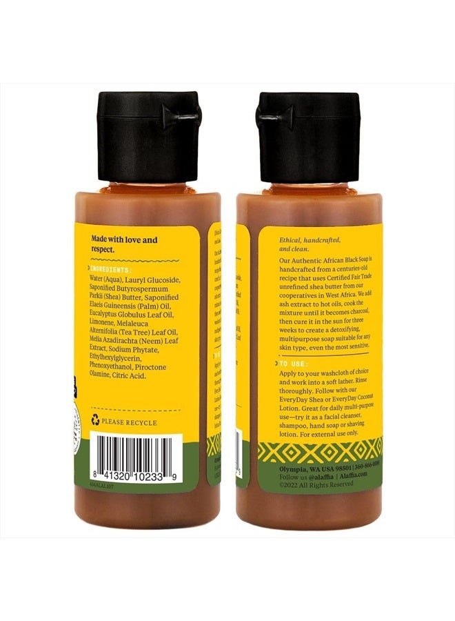 Alaffia Authentic African Black Soap Variety 2-Pack – All-In-One Liquid Soap, Travel-Size Eucalyptus Tea Tree + Full-Size Citrus Ginger Body Wash, Face Wash, Shampoo, Shaving Soap - Image 3