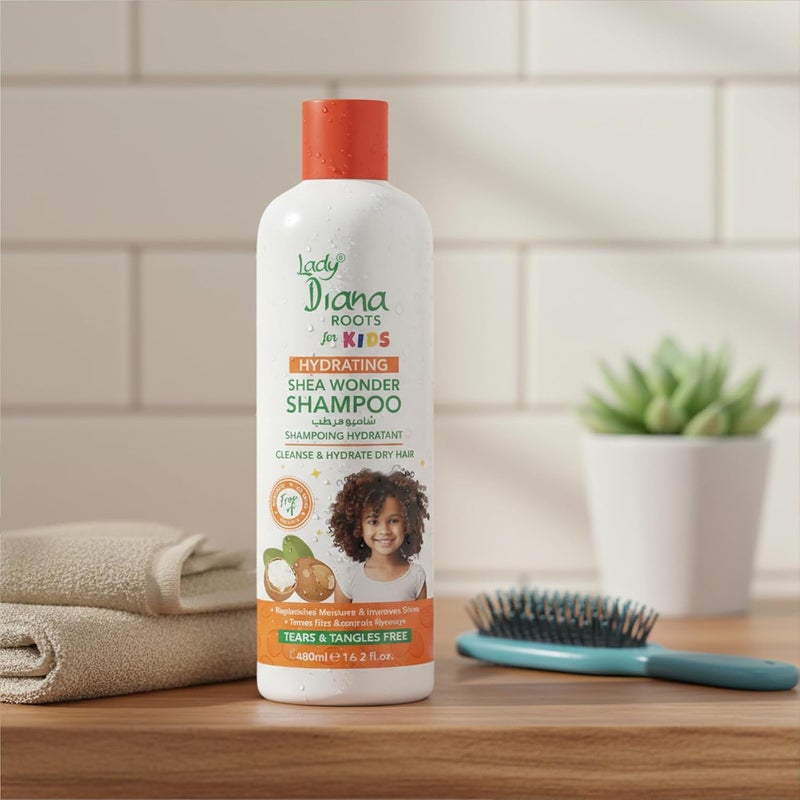 Lady Diana Roots Kids Shea Wonder Shampoo 480ml - Gentle and Nourishing Hair Wash for Soft, Smooth, and Healthy Hair - Image 4