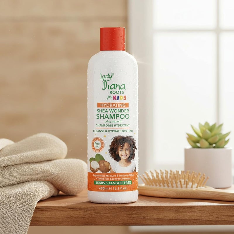 Lady Diana Roots Kids Shea Wonder Shampoo 480ml - Gentle and Nourishing Hair Wash for Soft, Smooth, and Healthy Hair - Image 2