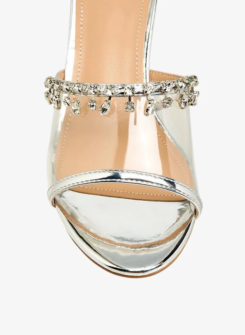 Flora Bella By Shoexpress SILVER Flora Bella Women Embellished Stiletto Heel Sandals for Women | Best Price UAE
