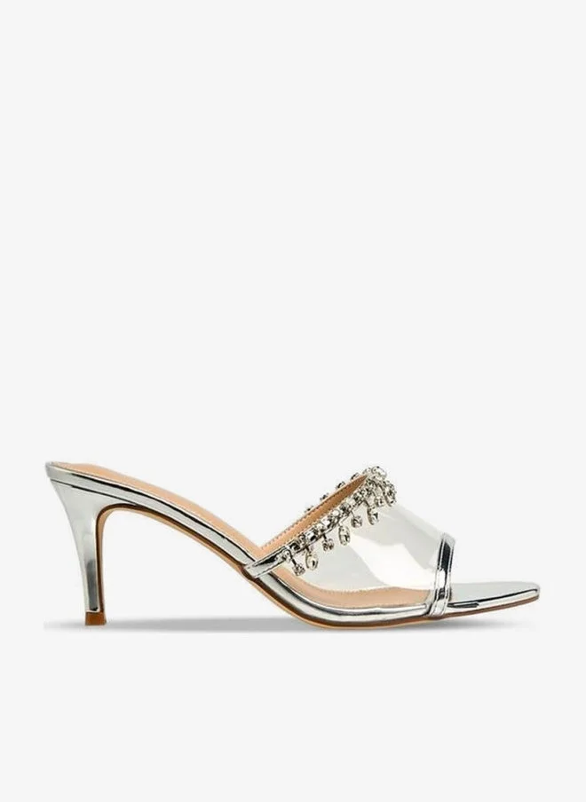 Flora Bella By Shoexpress SILVER Flora Bella Women Embellished Stiletto Heel Sandals for Women | Best Price UAE