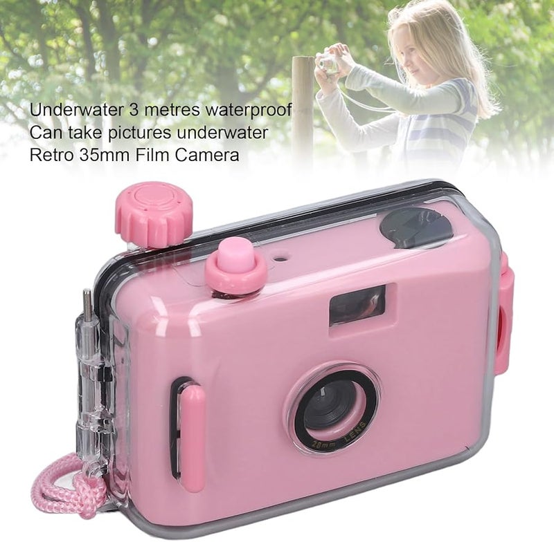 Light Pink 35mm Film Camera Reusable Retro with Case 1 100s F9 28MM Lens for Snorkeling - Image 3