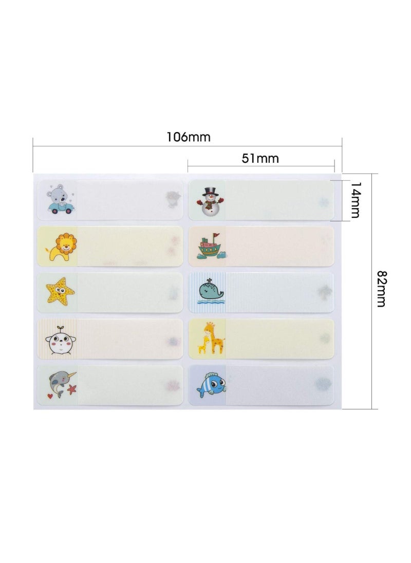 200 Pcs Baby Bottle Labels for Daycare, Self-Laminating Labels Waterproof Name Tag Labels Write-On Label Stickers Dishwasher Safe Labels School Labels for Kids with Cartoon Prints