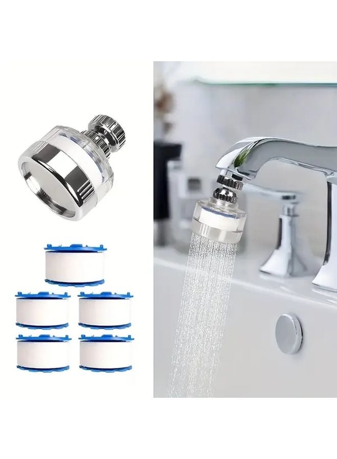Water Filter Set With 6 Replacement Cartridges Rotating Faucet Filter For Bathroom Sink - Image 1
