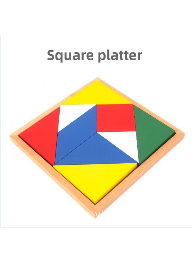 Montessori Mathematics Teaching Aids Square Platter Montessori Kindergarten Early Education Jigsaw Puzzle Combination Toy-Color:Montessori Quartet Platter  - Image 1