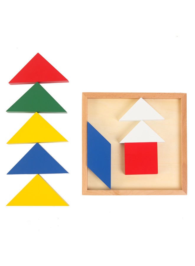Montessori Mathematics Teaching Aids Square Platter Montessori Kindergarten Early Education Jigsaw Puzzle Combination Toy-Color:Montessori Quartet Platter  - Image 4