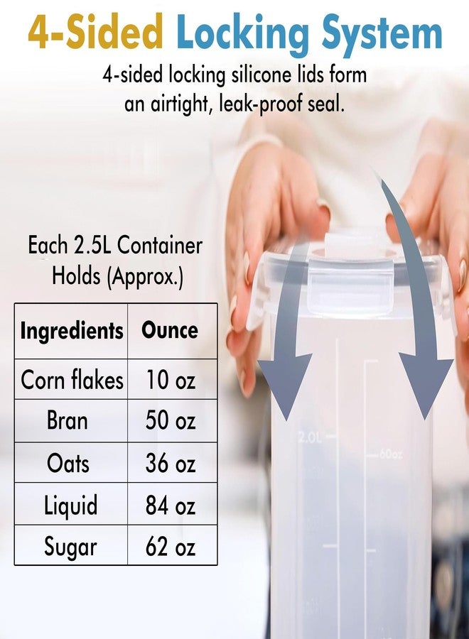 Shazo 2 Pack (2.5L / 84 Oz) EXTRA Large Airtight Food Storage Cereal Containers for Bulk Food Storage BPA-Free Plastic Container, Pantry Organization and Canister for Rice, Pasta, Sugar & Flour - Image 4