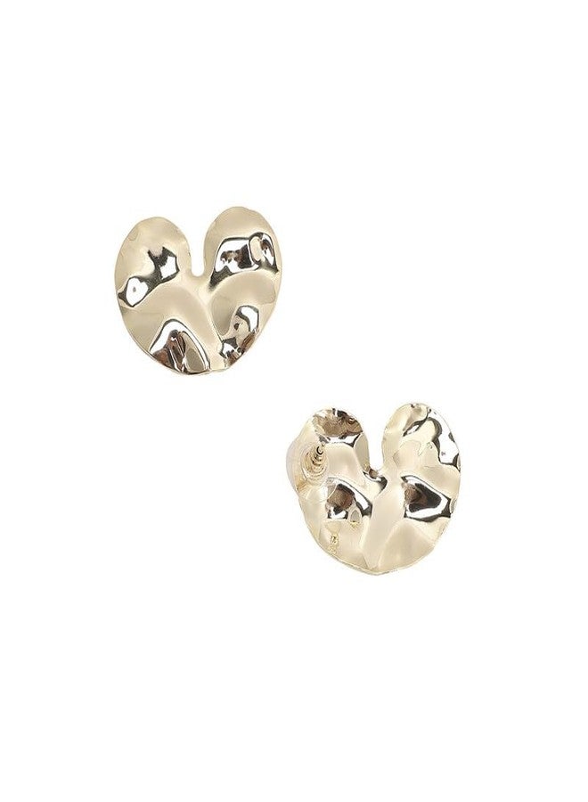SOHI Women's Textured Heart Stud Earrings For Casual Wear | Gold Colour | Alloy Material | Push Pin Closure | Metallic Earrings | Fashion Stud Earrings For Woman & Girls - Image 5