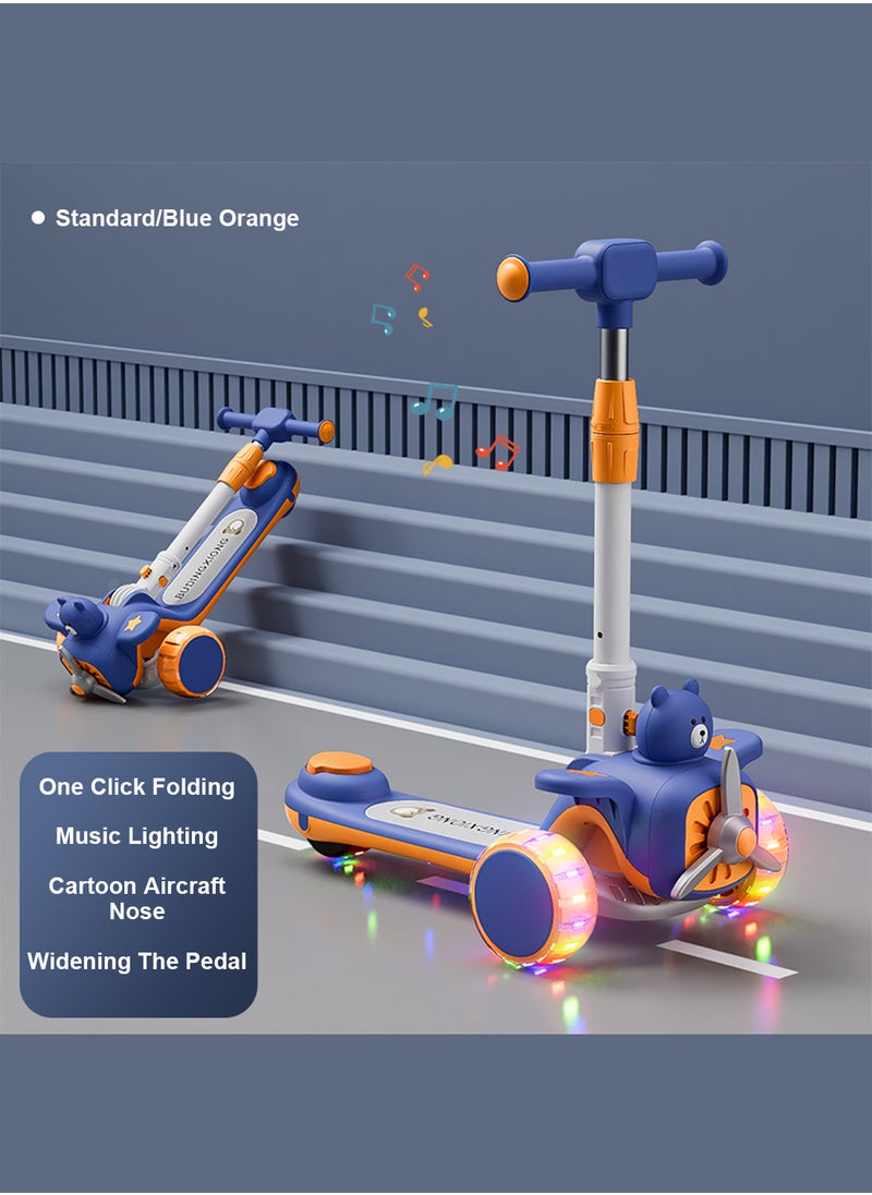 3-in-1 Kids Kick Scooter Foldable and Adjustable, with Gravity Steering and LED Flashing Wheels, for 1-6 Years Boys and Girls Indoor Outdoor (Blue) - pzsku/Z9AE599D4F6703CF9148CZ/45/_/1740117307/92753dbd-81bf-40e9-a5d4-ca79bfefda9c