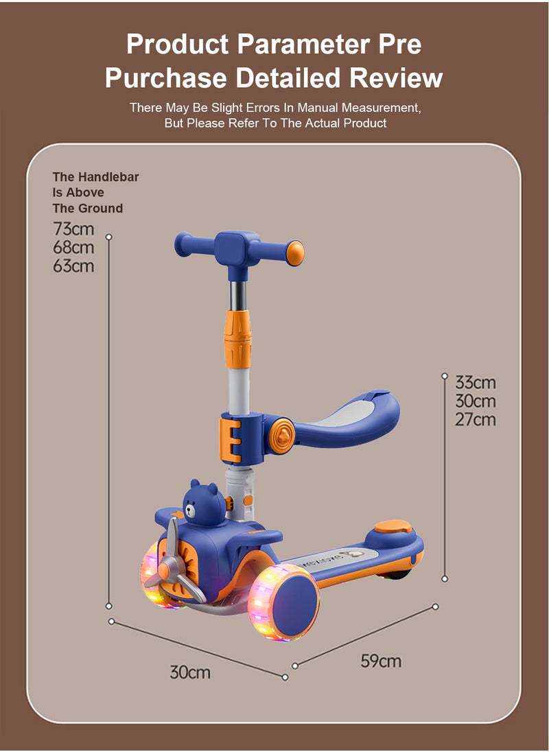 3-in-1 Kids Kick Scooter Foldable and Adjustable, with Gravity Steering and LED Flashing Wheels, for 1-6 Years Boys and Girls Indoor Outdoor (Blue) - pzsku/Z9AE599D4F6703CF9148CZ/45/_/1740117307/ec52e078-0f18-42c8-935e-524c10087672