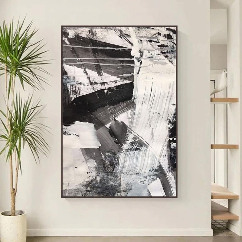 ماركتنا لوحة قماشية بتصميم الفن التجريدي مع برواز مجوف مقاس (120x80) قطعة واحدة - Image 4