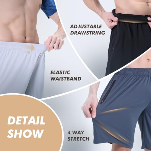 BOOJO 5 Pack Athletic Basketball Mens Shorts with Zipper Pockets - Lightweight Quick Dry Gym Workout Running Shorts for Men - Image 3