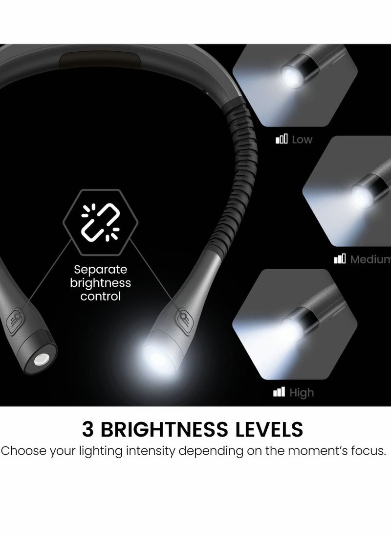 SYOSI LED Neck Reading Light, Book Light for Reading in Bed at Night, USB Rechargeable, 360° Bendable Flexible Arm, for Reading - Image 2