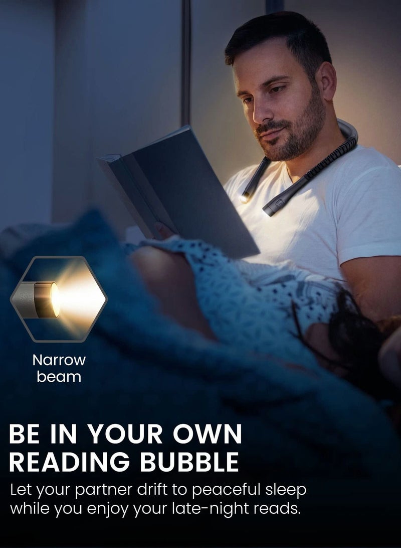 SYOSI LED Neck Reading Light, Book Light for Reading in Bed at Night, USB Rechargeable, 360° Bendable Flexible Arm, for Reading - Image 5