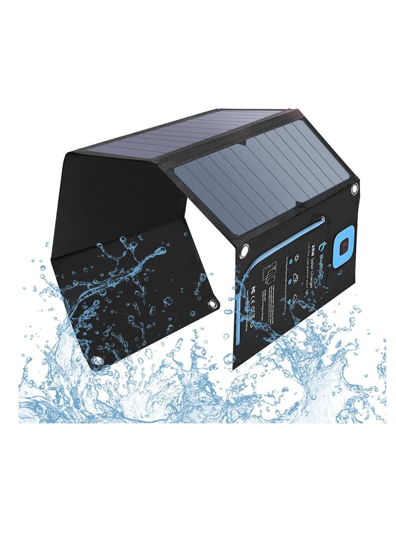 Generic 24W Portable Solar Panel Charger(5.5V/2.9A Max), Waterproof IP67 with 3 USB Ports Compatible with iPhone, iPad, Samsung for Outdoor Hiking Camping Backpacking - Image 5