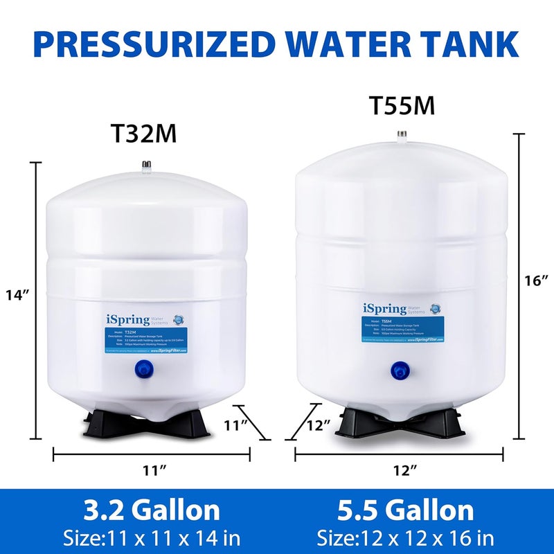 iSpring خزان مياه مضغوط iSpring T32M مع صمام كروي لأنظمة التناضح العكسي 4 جالون 14 صمام خزان متضمن - Image 4
