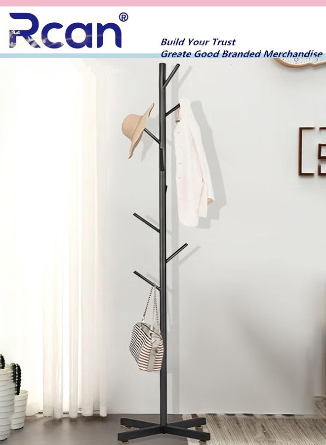 Rcan Metal Coat Rack Modern Coat Hanger Stand with 8 Hooks Freestanding Coat Rack with Cross Base for Hanging Scarf Bag Jacket Coat - Image 1