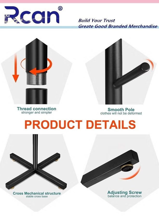 Rcan Metal Coat Rack Modern Coat Hanger Stand with 8 Hooks Freestanding Coat Rack with Cross Base for Hanging Scarf Bag Jacket Coat - Image 3