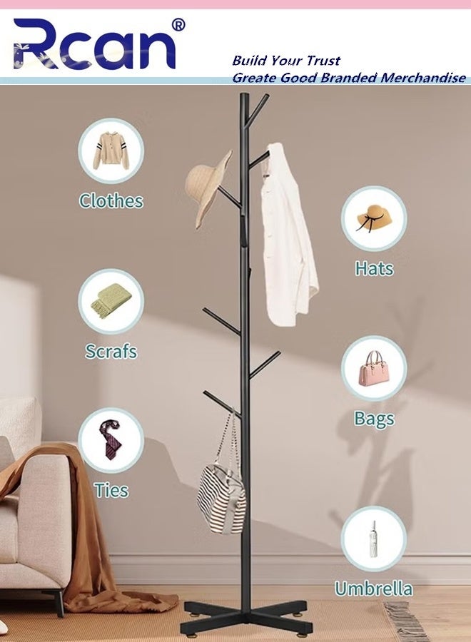 Rcan Metal Coat Rack Modern Coat Hanger Stand with 8 Hooks Freestanding Coat Rack with Cross Base for Hanging Scarf Bag Jacket Coat - Image 2