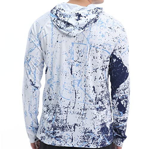 WELIGU Men's UPF 50+ Sun Protection Hoodie Shirt Long Sleeve SPF Fishing Outdoor UV Hiking Shirts Lightweight White XX-Large - Image 2