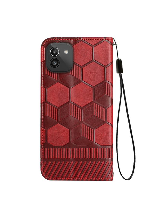 اس-توب جراب لهاتف Samsung Galaxy A03 مقاس 166 مم، جراب هاتف قابل للطي من الجلد المغناطيسي بتصميم كرة القدم - Image 3