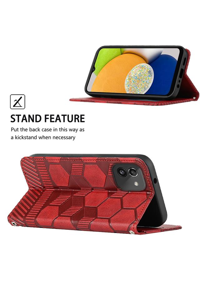 اس-توب جراب لهاتف Samsung Galaxy A03 مقاس 166 مم، جراب هاتف قابل للطي من الجلد المغناطيسي بتصميم كرة القدم - Image 5