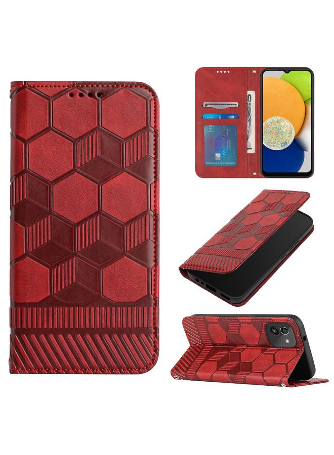 اس-توب جراب لهاتف Samsung Galaxy A03 مقاس 166 مم، جراب هاتف قابل للطي من الجلد المغناطيسي بتصميم كرة القدم - Image 1