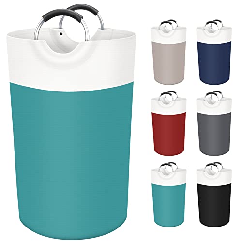 BlissTotes 90L Laundry Basket, Freestanding Laundry Hamper, Collapsible Dirty Clothes Hamper, Waterproof Fabric with Foam Protected Aluminum Handles for College, Dorm, Family (Green) - Image 1
