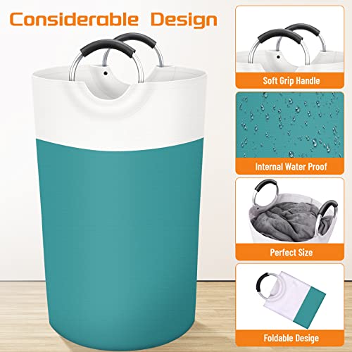 BlissTotes 90L Laundry Basket, Freestanding Laundry Hamper, Collapsible Dirty Clothes Hamper, Waterproof Fabric with Foam Protected Aluminum Handles for College, Dorm, Family (Green) - Image 3