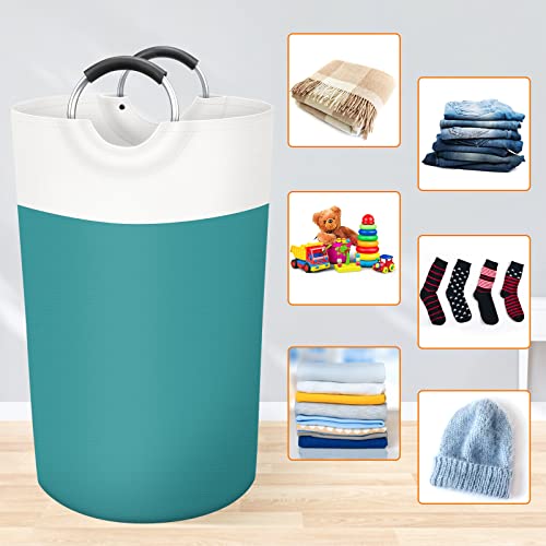 BlissTotes 90L Laundry Basket, Freestanding Laundry Hamper, Collapsible Dirty Clothes Hamper, Waterproof Fabric with Foam Protected Aluminum Handles for College, Dorm, Family (Green) - Image 4