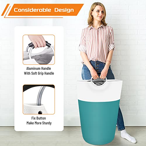 BlissTotes 90L Laundry Basket, Freestanding Laundry Hamper, Collapsible Dirty Clothes Hamper, Waterproof Fabric with Foam Protected Aluminum Handles for College, Dorm, Family (Green) - Image 5
