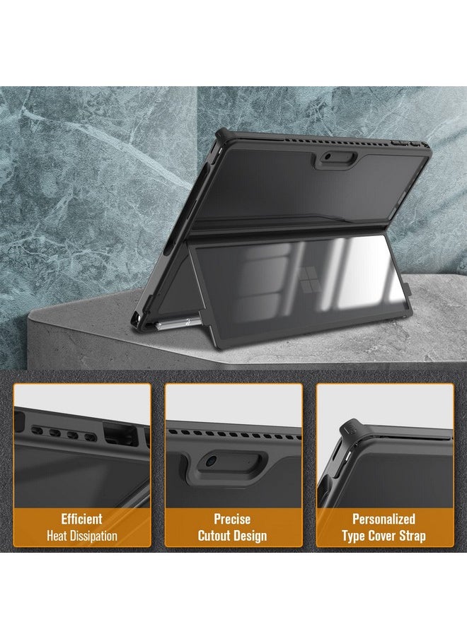 Fintie Fintie Hard Case for 13 Inch Microsoft Surface Pro 11/10/9 - Shockproof Folio Rugged Cover with Clear Transparent Back Shell Compatible with Type Cover Keyboard, Black  - Image 3