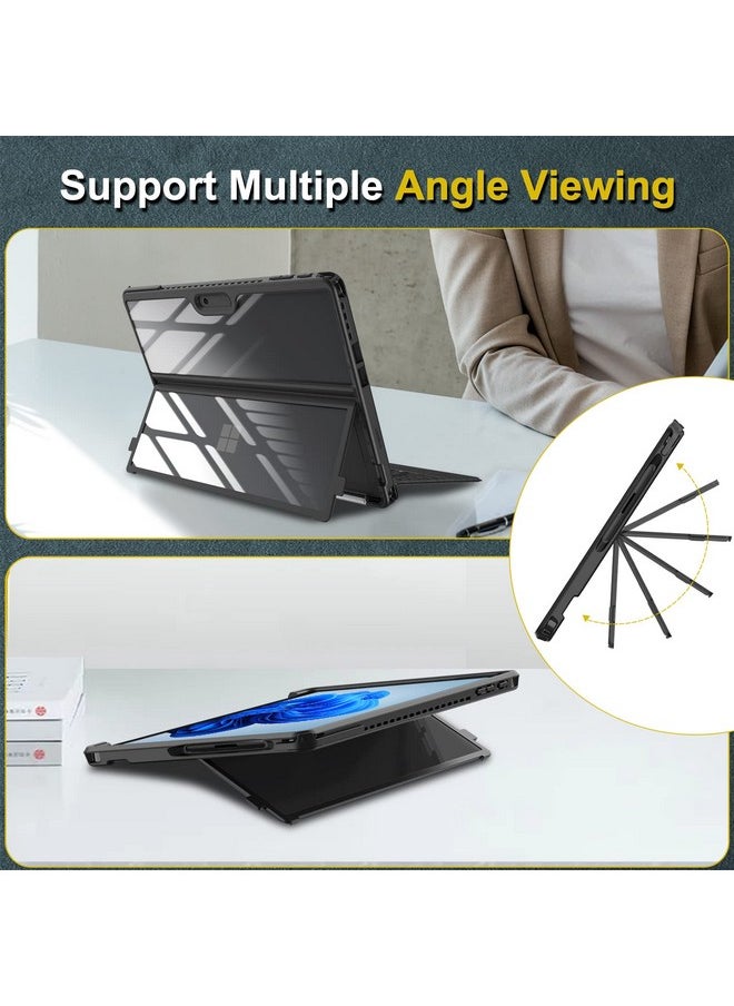 Fintie Fintie Hard Case for 13 Inch Microsoft Surface Pro 11/10/9 - Shockproof Folio Rugged Cover with Clear Transparent Back Shell Compatible with Type Cover Keyboard, Black  - Image 4