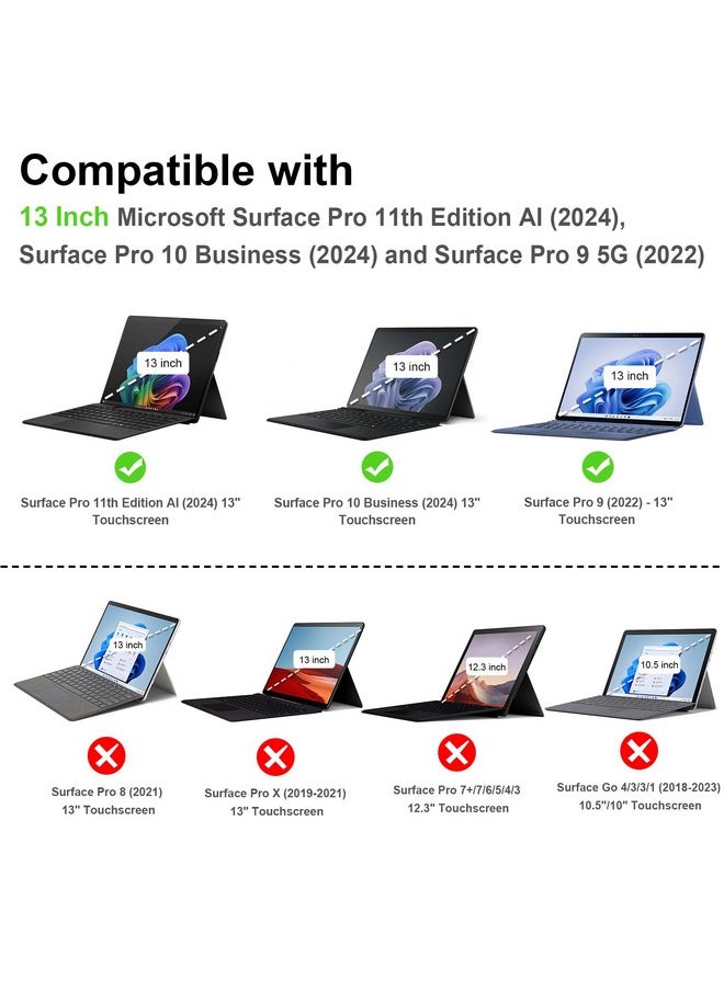 Fintie Fintie Hard Case for 13 Inch Microsoft Surface Pro 11/10/9 - Shockproof Folio Rugged Cover with Clear Transparent Back Shell Compatible with Type Cover Keyboard, Black  - Image 1