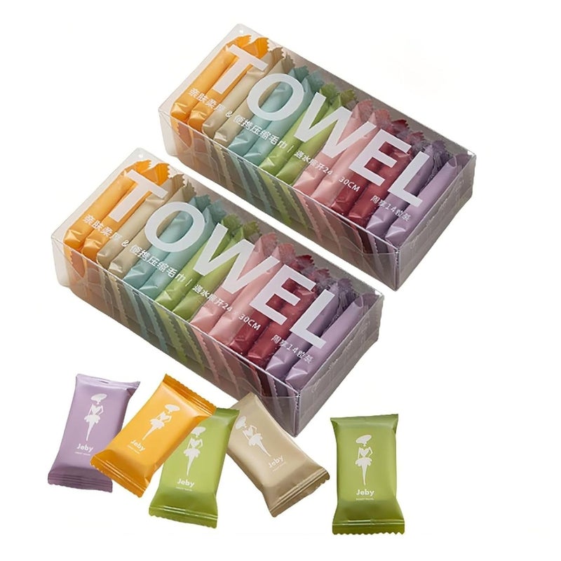 KIPSOME Disposable Compressed Towel Tablets, Travel Wash Cloths, Super Absorbent, for Camping, Hiking, Outdoor Activities (Pack of 28) - Image 1