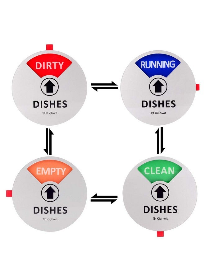 Kichwit Kichwit Dishwasher Magnet Clean Dirty Sign Indicator with Running and Empty Options, Works on All Dishwashers, Non-Scratch Strong Magnetic Backing, Residue Free Adhesive Included, 4 Inch, Silver - Image 1
