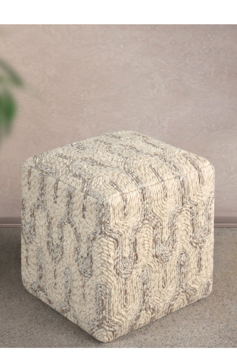 لوفت وسادة أرضية مربعة الشكل بنسيج كابلي محكم أو نمط هندسي باللون الكريمي/البيج، مقاس 40 × 40 × 40 سم - متعددة الأغراض - دولين - Image 2