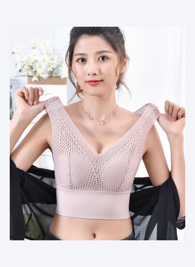 NIBEMINENT Seamless Bralette Padded Skin-friendly Bra Pink  - Image 2