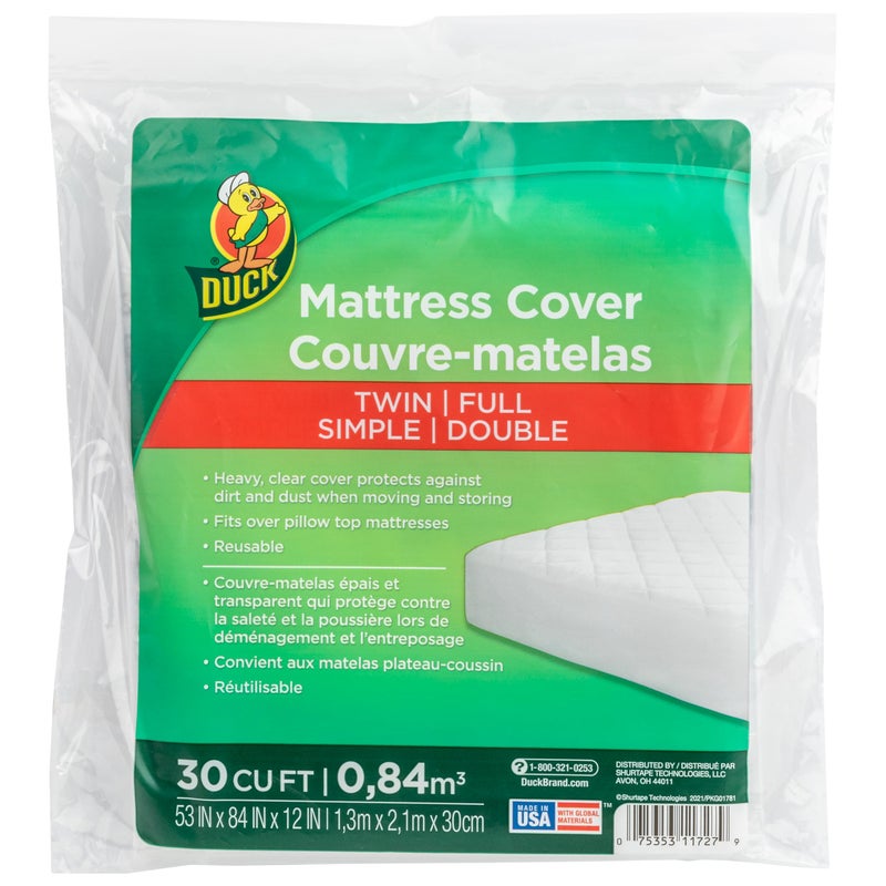 Duck Brand Bed Mattress Matress Cover, Full/Twin, Clear (1140235) - Image 1