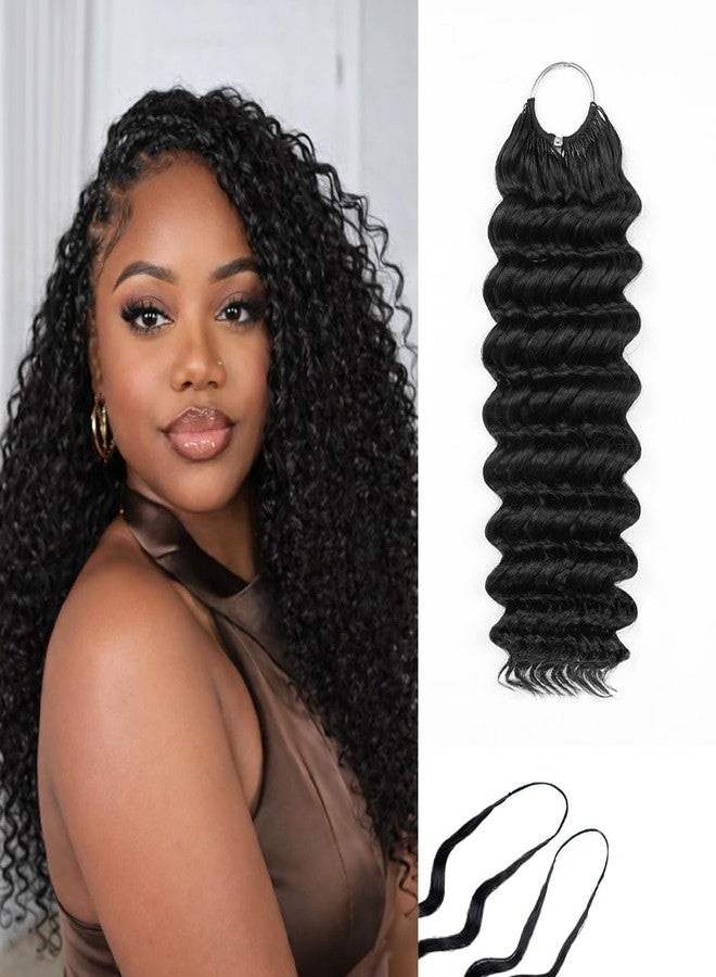 ASHINE Miracle Knots Crochet Human Hair Pre-Separated Feather Human Crochet Hair for Black Women 16 Inch 50g Natural Black Deep Wave Extension 50 Strands for Summer - Image 1