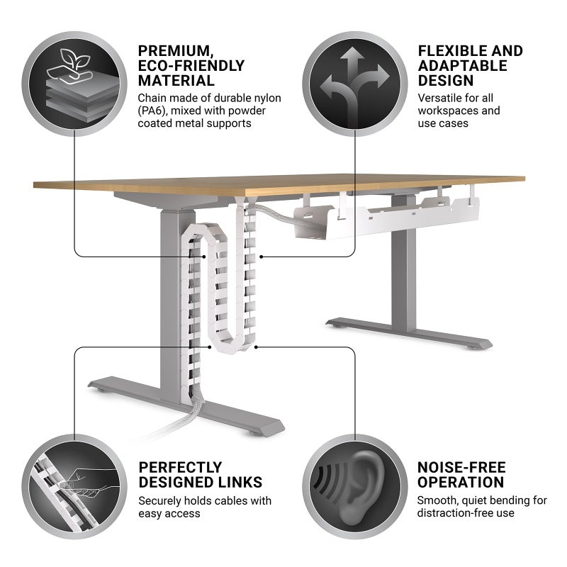 Ultimate Setup Under Desk Cable Management Vertebrae - Perfect for Sit Stand Desk - White, 133 cm - Image 5