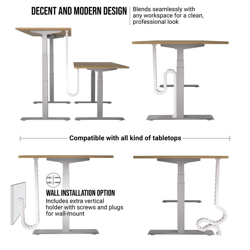 Ultimate Setup Under Desk Cable Management Vertebrae - Perfect for Sit Stand Desk - White, 133 cm - Image 4