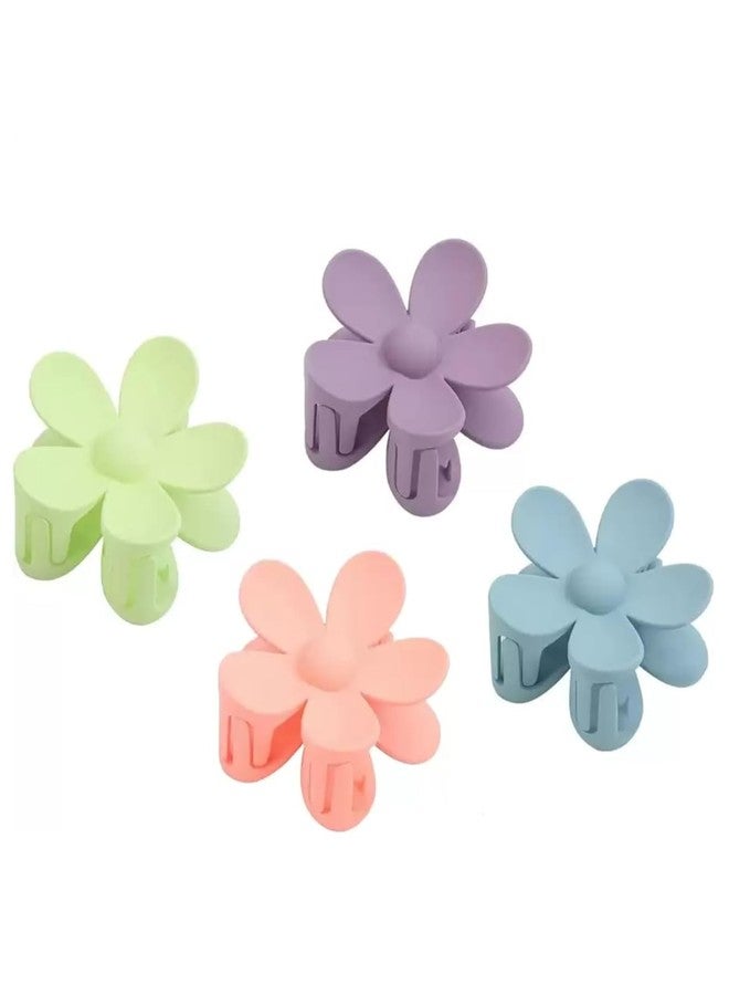 Kalaneet Korean-style Multicolor Large Size Pack of 4 Pcs Flower Matte Claw Clutcher For Women & Girls|| Flower Hair Clip Nonslip Strong Hold Hair Matte Flowers Claw Clips Strong Hold Clutcher - Image 3