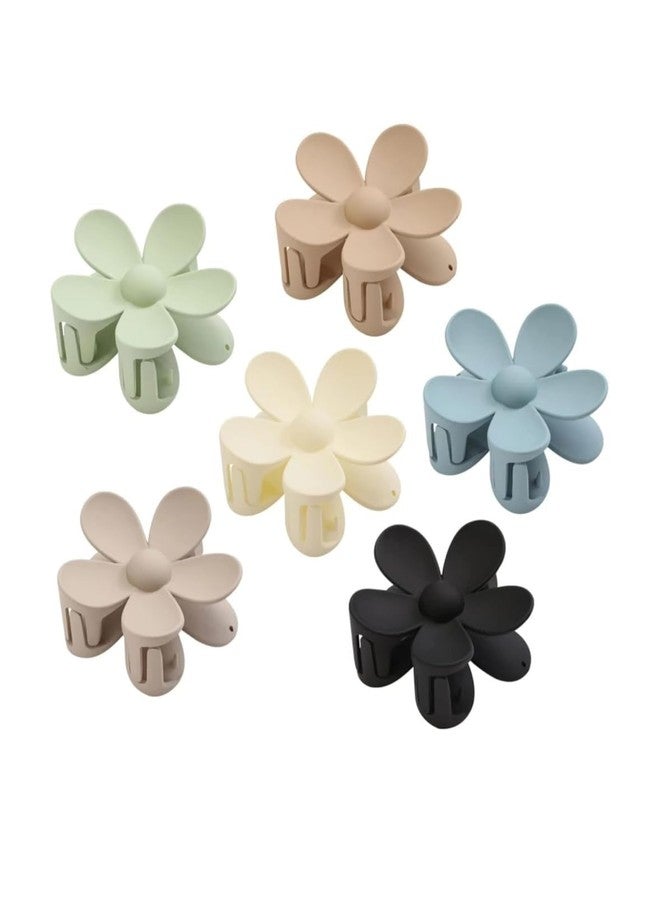 Kalaneet Korean-style Multicolor Large Size Pack of 4 Pcs Flower Matte Claw Clutcher For Women & Girls|| Flower Hair Clip Nonslip Strong Hold Hair Matte Flowers Claw Clips Strong Hold Clutcher - Image 1