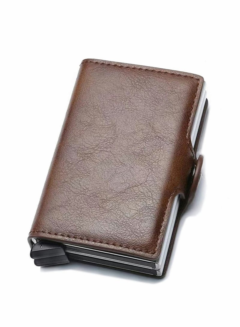Slim RFID Wallet for Men & Women, Automatic Pop-Up Leather Card Holder, Anti-Theft Travel Wallet, Holds 14 Cards + Cash - Image 4