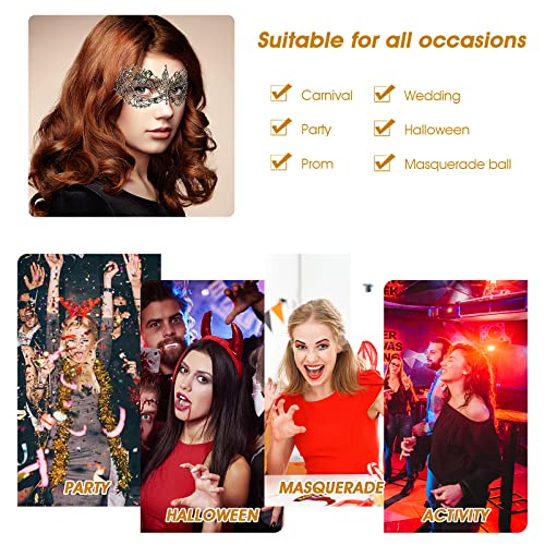 WLLHYF 3 Pieces Adult Masquerade Mask Mysterious Fun Lace Masks for Couples Women Men Lace Headpiece Disguise for Costumes Party Ball Prom Cosplay Photo Shoot (Black/Gold/Silver) - Image 4