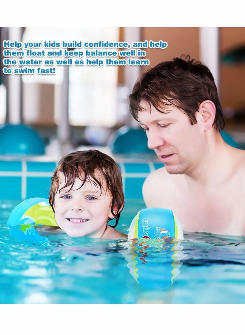Captaintech Thickened Inflatable Swimming Arm Ring, A Pair of Children's Adult Water Pool Playing Swimming Ring for Boys Girls Beginners (Arm Ring Diameter 3.15 Inches) - Image 4
