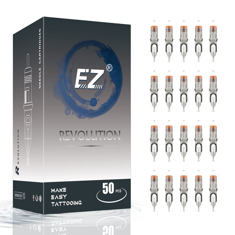 EZTAT2 إبر خرطوشة تاتو EZ متنوعة - 50 قطعة #12 مختلطة (3RS 5RS 7RS 9RS 11RS) إبر تاتو دائرية قياسية للتظليل لآلة تاتو دوارة - ثورة - Image 1
